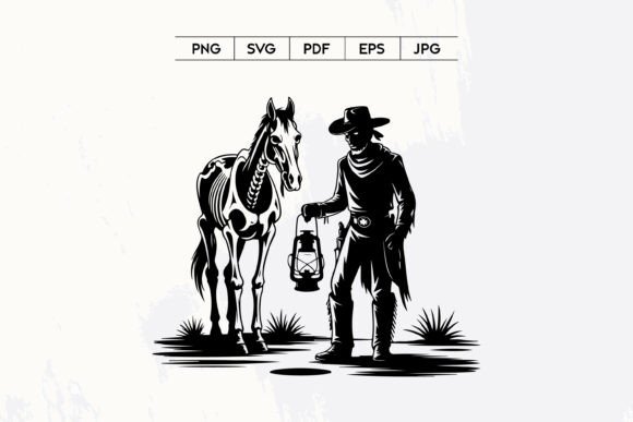 Cowboy and Horse Skeleton Western Art Review