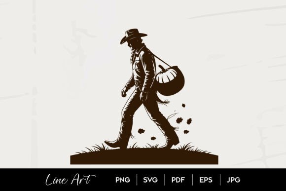 Cowboy Carrying Pumpkin Autumn Design Review