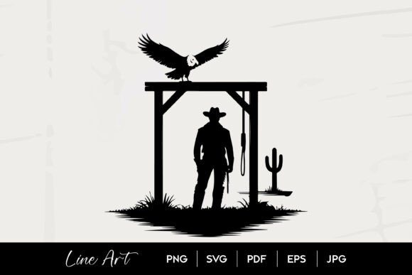 Cowboy Gallows Eagle Western Silhouette: A Bold Embroidery Statement