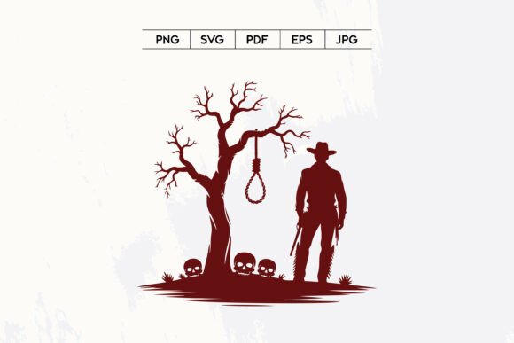 Cowboy Gallows Tree Skull Western Art Review