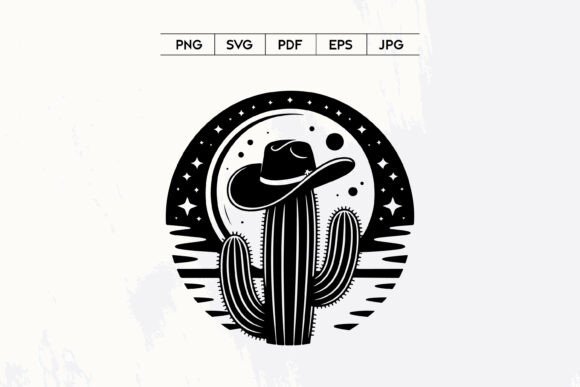 Cowboy Hat Cactus Night Western Vector Review