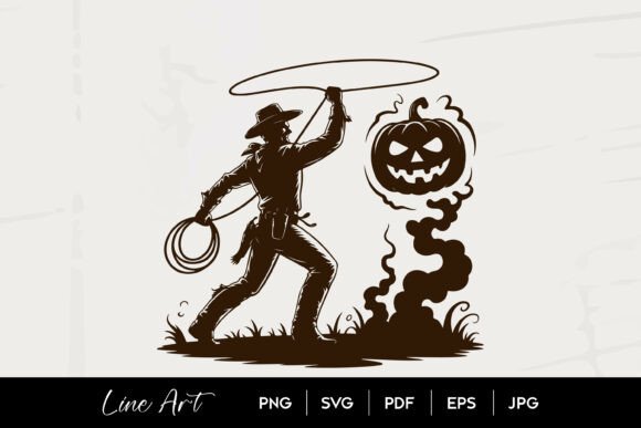 Cowboy Lasso Pumpkin Ghost Halloween Art Review