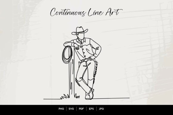 Cowboy Leaning Fence Line Art Review for Real Embroidery Projects