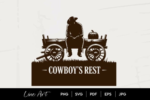 Cowboy Rest Wagon Halloween Line Art Review