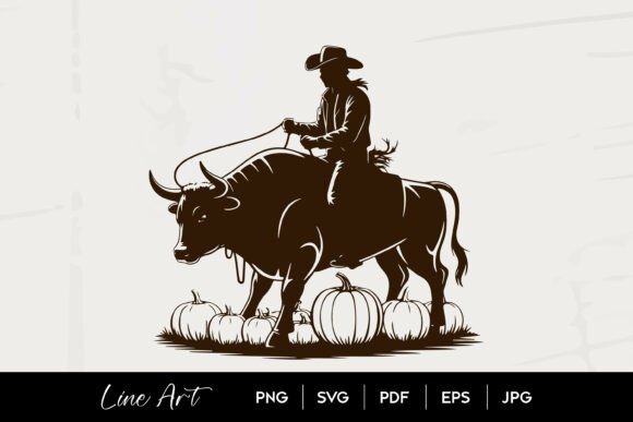 Cowboy Riding Bull with Pumpkins Embroidery Design Review
