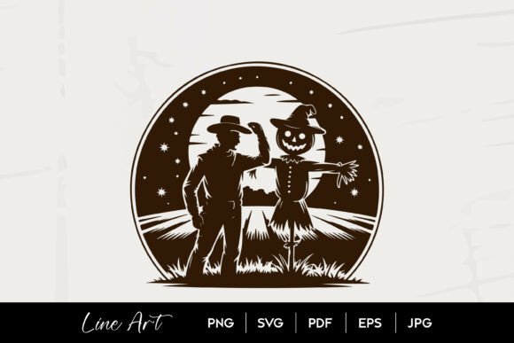 Cowboy Scarecrow Halloween Western Art Review