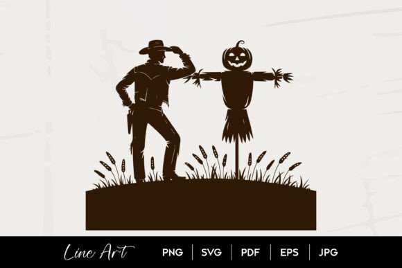 Cowboy Scarecrow Pumpkin Halloween Art Review