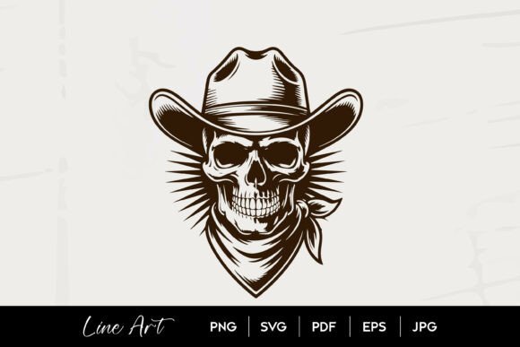 Cowboy Skull Western Halloween Line Art: A Designer’s Perspective