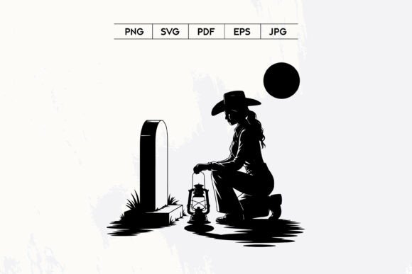 Cowgirl Mourning Grave Western Silhouette Review