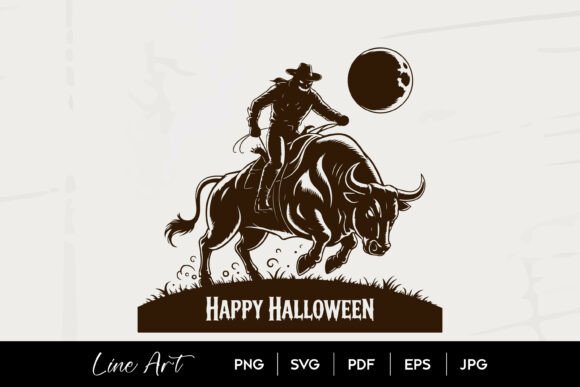 Happy Halloween Cowboy Bull Riding Art Review for Real Embroidery Projects
