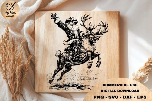 Santa Riding Reindeer SVG: A Bold Christmas Embroidery Design for Real Projects