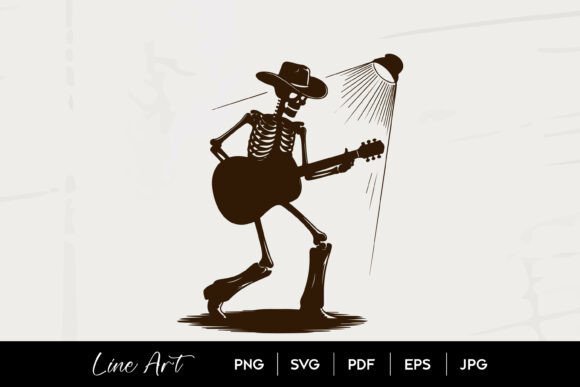 Skeleton Cowboy Guitar Western Halloween Embroidery Design Review