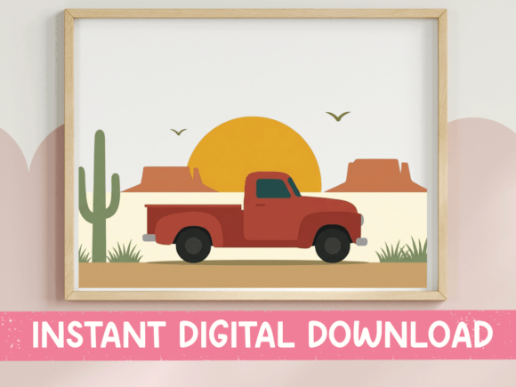Vintage Red Truck Desert Sunset Scene Embroidery Design Review
